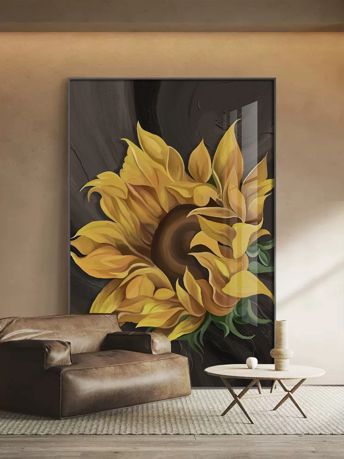 Modern Minimalist Sunflower Lamp Decoration Painting Living Room Sofa Background Wall Hanging Painting Floor Painting Wall Lamps