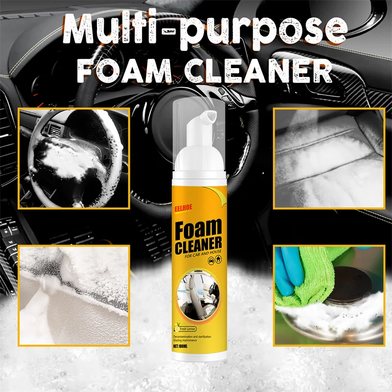 Multi-Purpose Car Foam Cleaner Leather Clean Wash Car Interior Cleaner Wash Maintenance Surfaces Spray Foam Cleaner