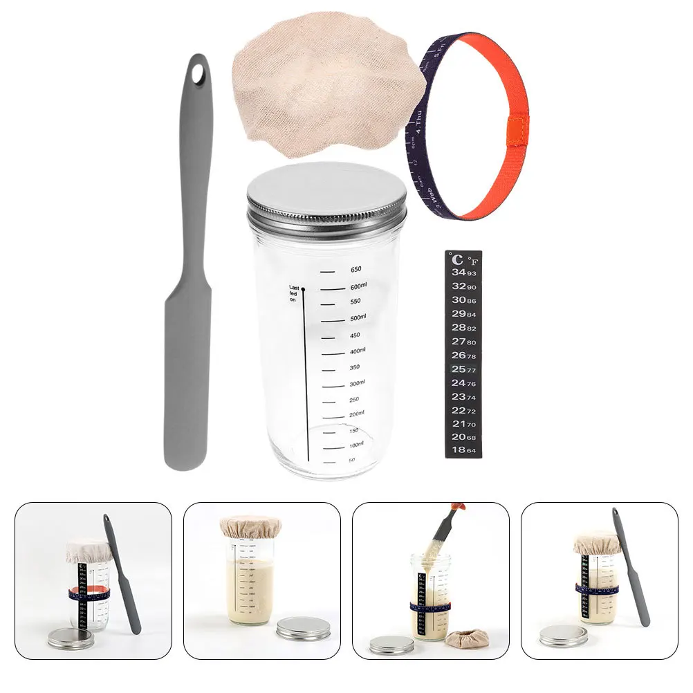 

Reusable Refillable Insulated Sourdough Storage Container Starter Jar Glass Jars for