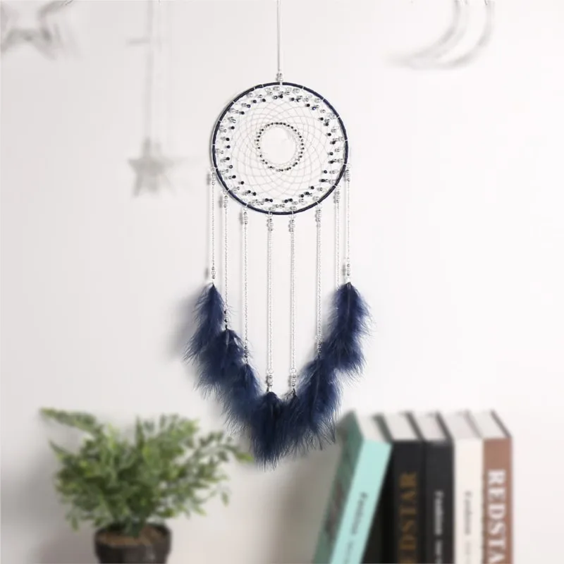 INS Simple Wind Gray Fluff Dreamcatcher Pendant, Ream Catcher, Car Wall Hanging Craft, Ornament Pendant, Home Decor