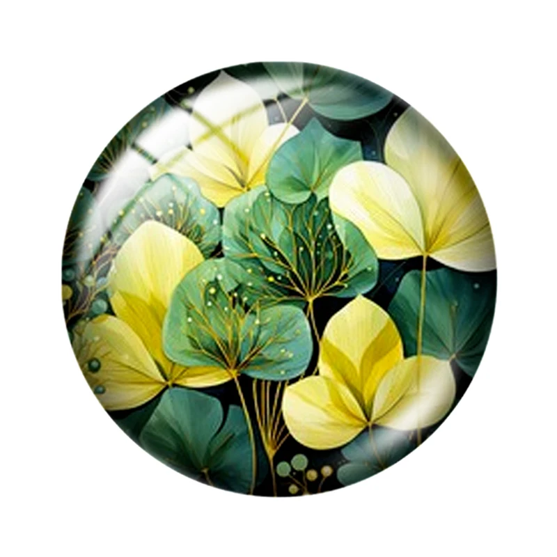 Watercolor green plants 10pcs 12mm/16mm/18mm/25mm Round Photo Glass Cabochon Demo Flat Back Making findings Price: CNY 12.48 / p