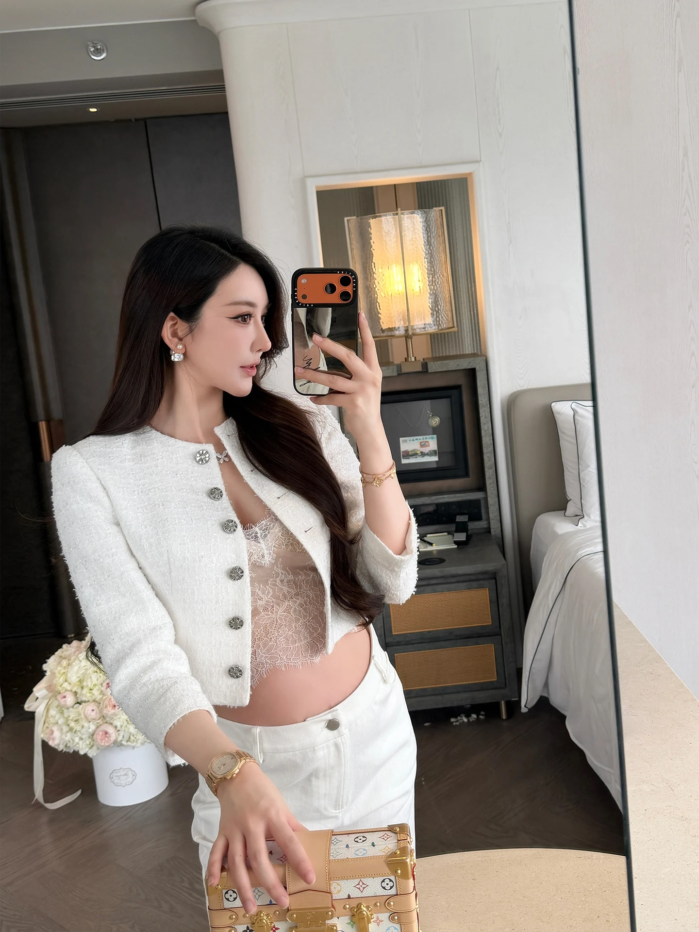 

Стильное женское пальто SX Ele белого цвета с рукавом три четверти, круглым вырезом, теплое, весеннее, новинка