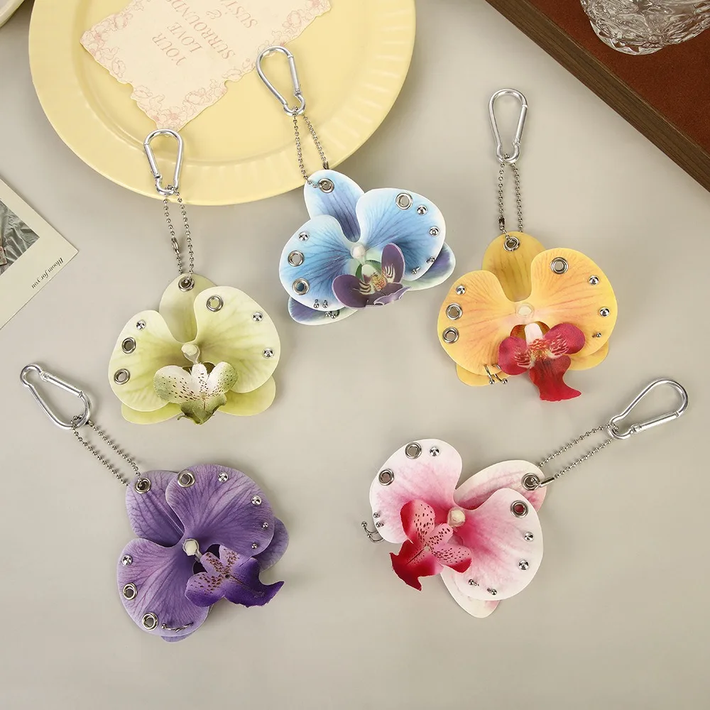 Fashion Phalaenopsis Flower Keychain for Women Bag Charm Decor Floral DIY Phone Lanyard Bohemia Cute Keychain Accessories Gifts