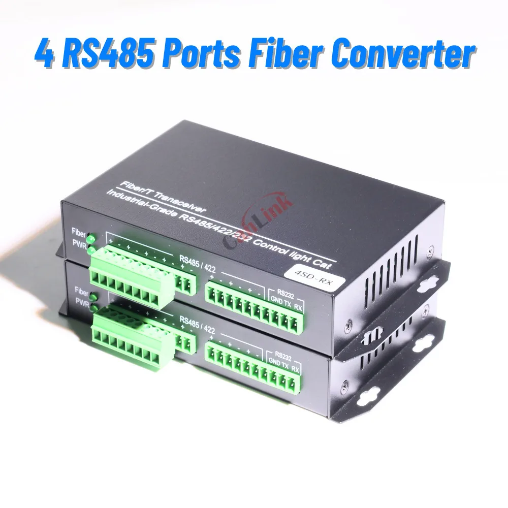 

1Pair Optical Media Converter RS485 SX SM Fiber Transceiver SC 4-channel RS485 Communication Bidirectional Data