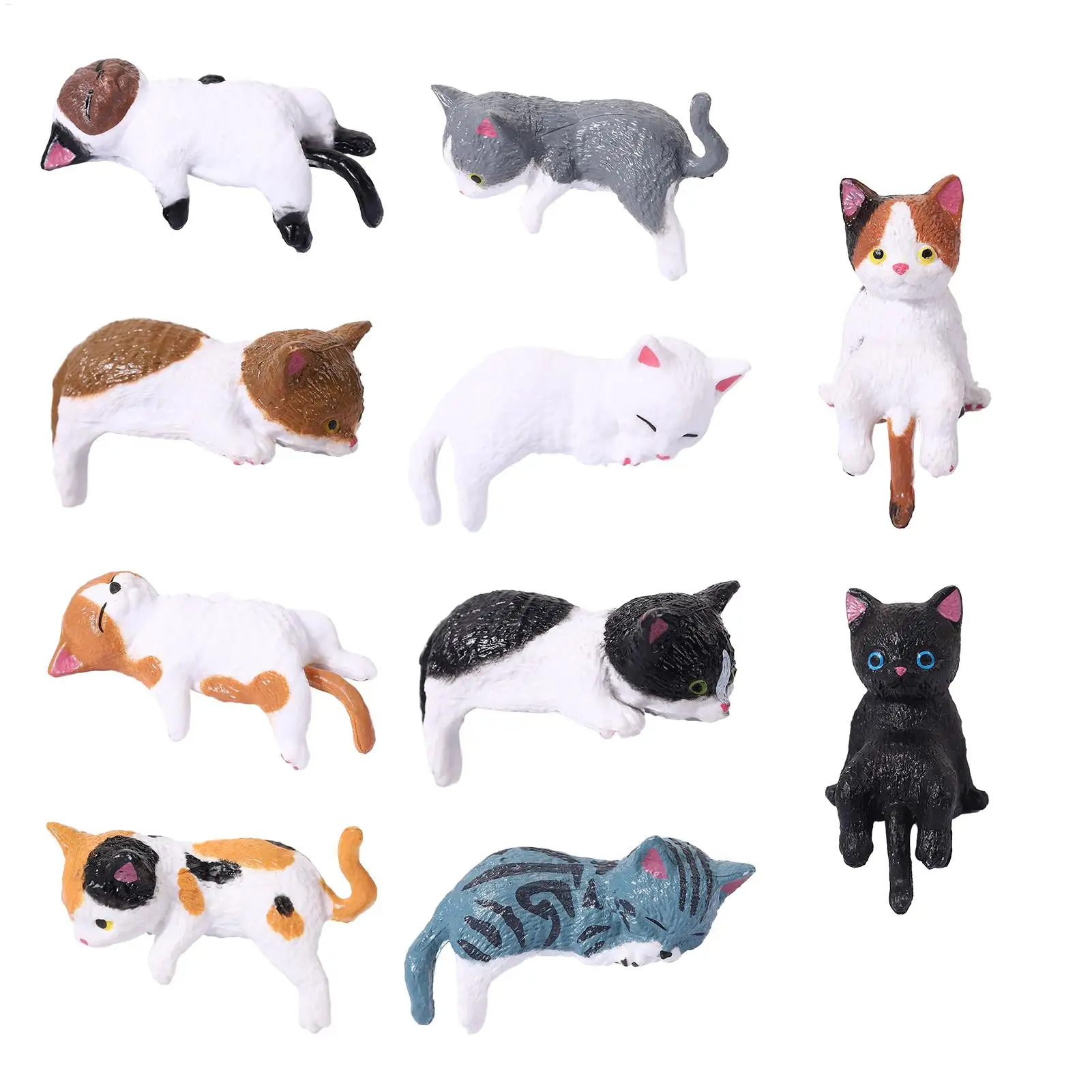Conjunto de 5 Figuras de Gato em Resina para Decoração de Mesa, Quarto, Escritório, Caminhão, SUV, Painel de Veículos, Decoração Fofa para Casa