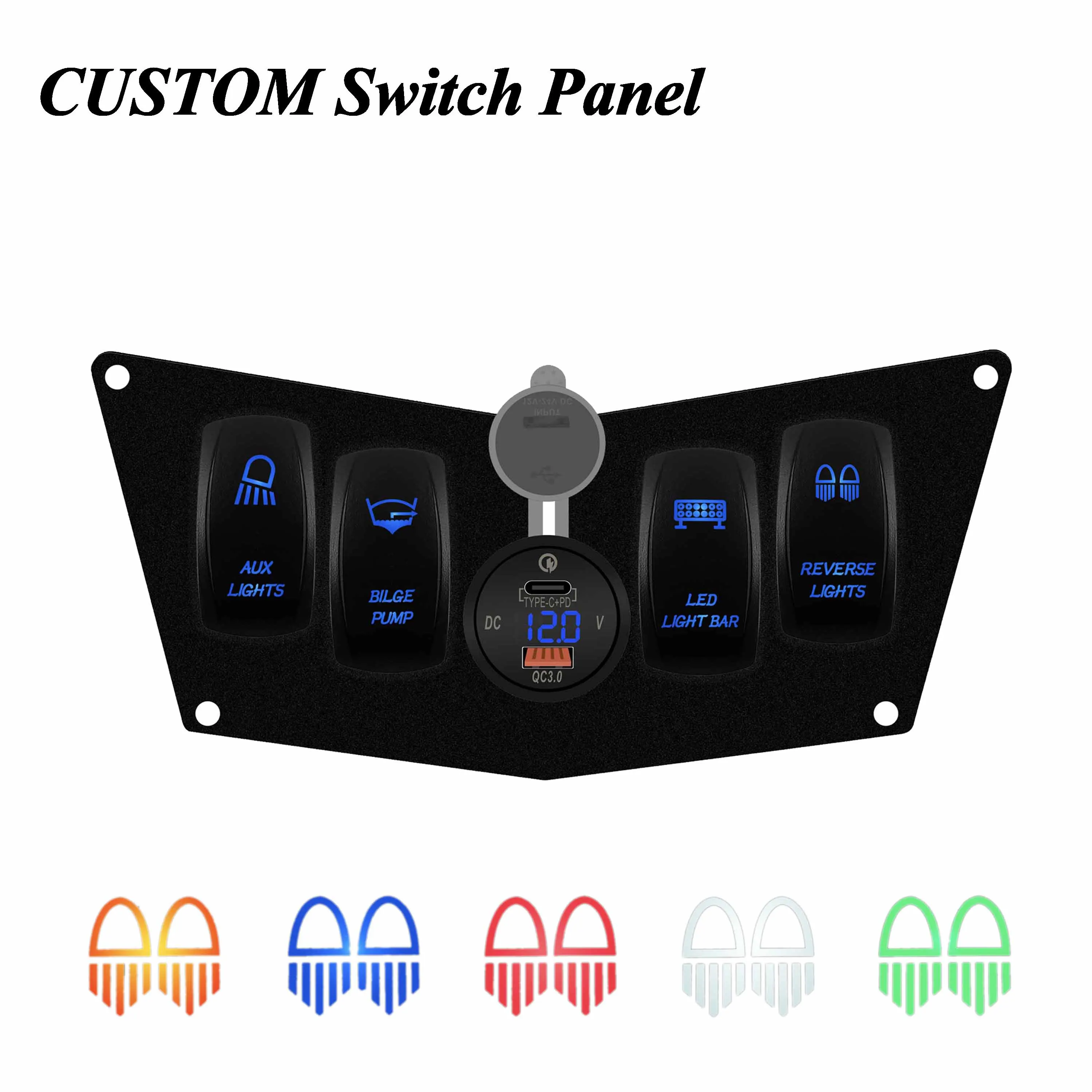 

Custom Aluminum Dash Panel for Polaris RZR XP 900 800 S570 With Typ-C USB QC3.0 Voltmeter Socket