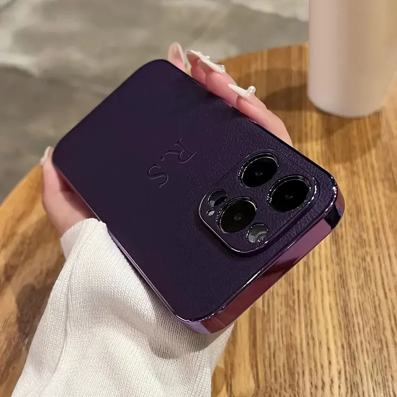 Personalisierte, individuelle Initialen-Namenshülle für iPhone 18 17 16 15 14 13 12 11 Pro Max Air, luxuriöse Lederhülle mit Beschichtung. – Detail 8