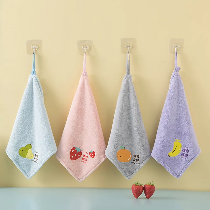 Coral Fleece Soft Hand Towel Banana Apple Fruit Print Children's Small Wipe Handkerchief Quick-dry Absorbent Bath Terry Towels