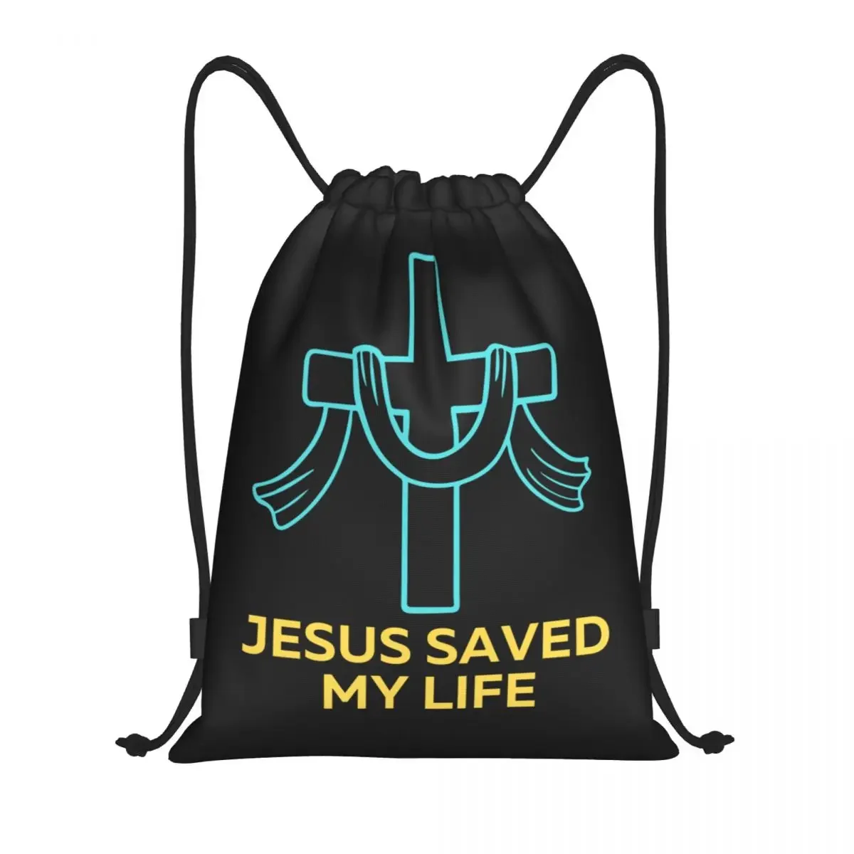 Custom  Saved My Life Christian Saying Drawstring Backpack Bags Women Men Lightweight Gym Sports Sackpack Sacks for Yoga