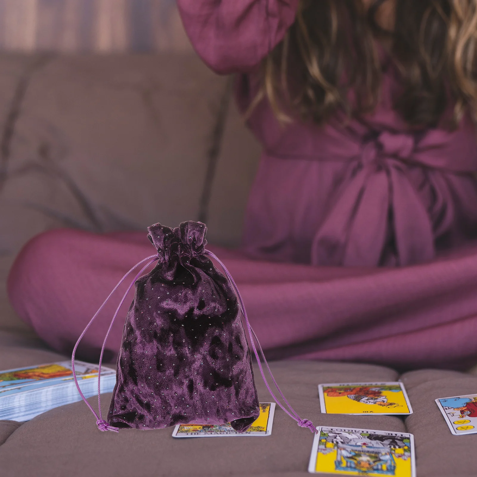 

Tarot Storage Pouch Sturdy Compact Drawstring Bag for Tarot Cards Jewelry Coin Organizer Portable Travel Gift Bag