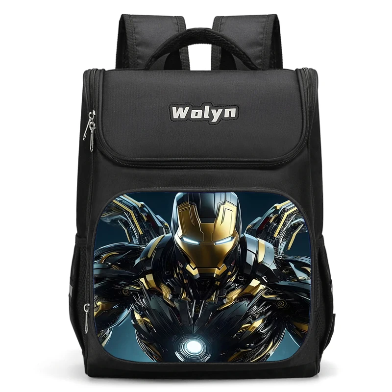 Grand sac à dos Smile Hero Iron Man pour enfants, sac d'école pour garçons et filles, sac à dos de voyage pour hommes et femmes, durable et multi-compartiments