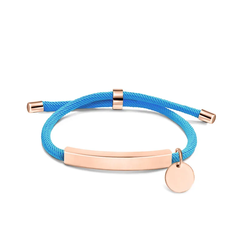 

10pcs/lot Multi-color rope bracelet Blank material Stock small round accessories engraved gift stainless steel bracelet