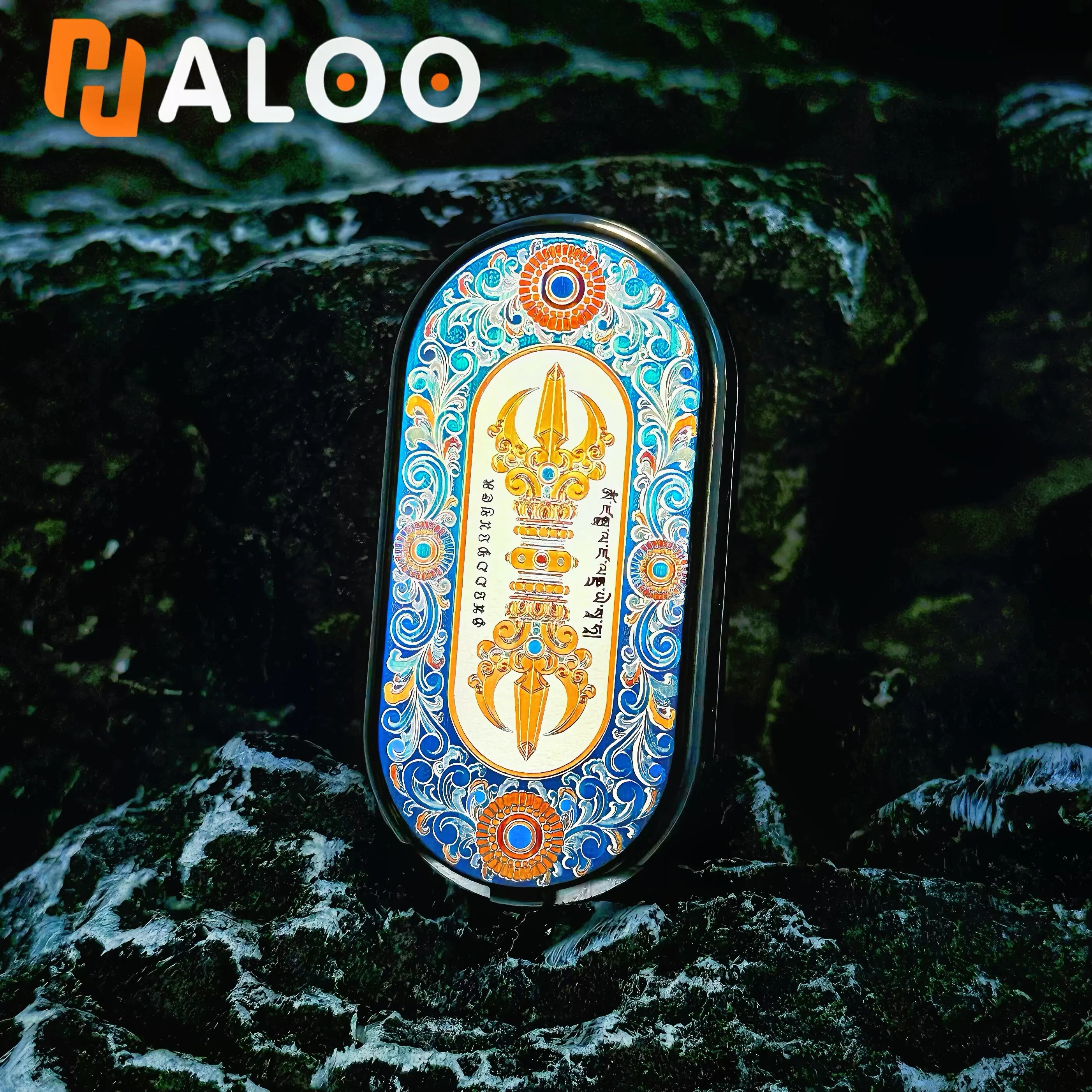 Halo Player God of Wealth Huang Caishen Tuning Fork Zirconium Alloy Fidget Slider High Tech EDC Stress Relief Fidget Spinner Toy view 2