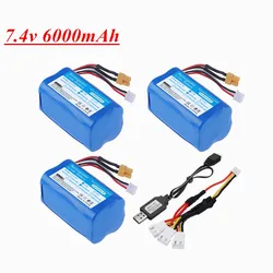 Original 7.4V 6000mAh Li-thium Ion Battery and USB Charger for Huina 1580/1582/1583/1594 RC 1/14 Construction Toy Trucks