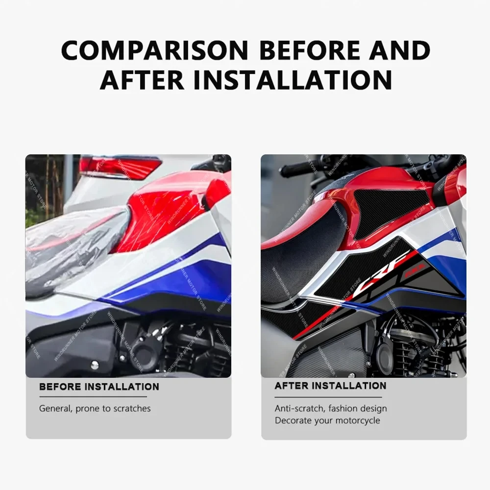 CRF190L Non-slip Side Fuel Tank Protection Pad For Honda CRF190L crf190l 2021 Motorcycle 3D Epoxy Resin Sticker Decal