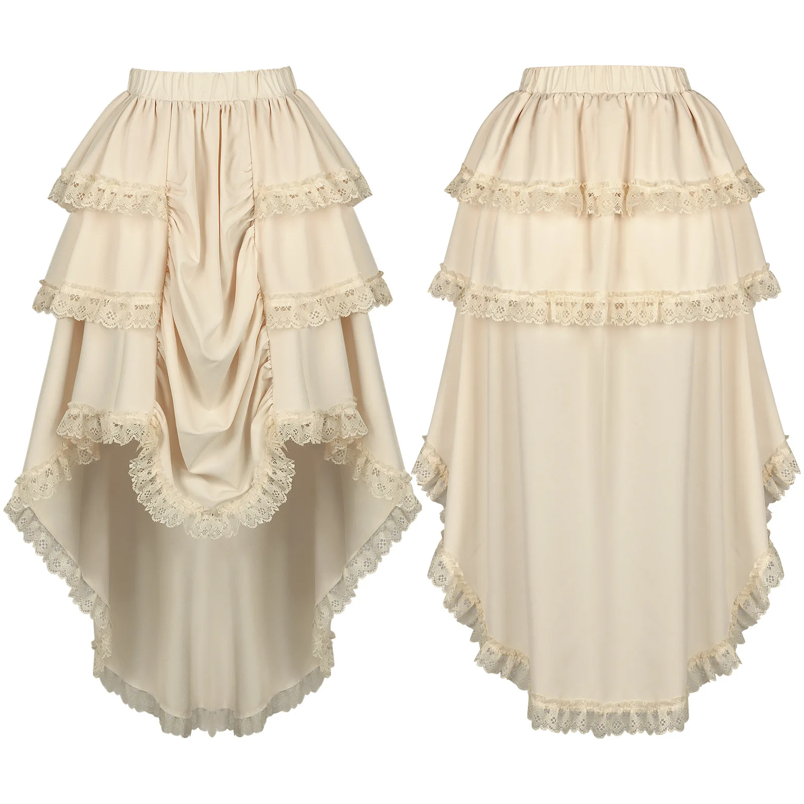 

Новая винтажная короткая юбка в стиле Ренессанс с кружевной отделкой и асимметричным подолом, подходит для средневековых винтажных сценических костюмов