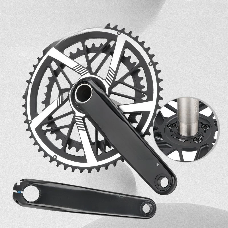 

Parts for MEROCA road bike bicycle tooth plate aluminum alloy double plate hollow integrated straight crank central shaft