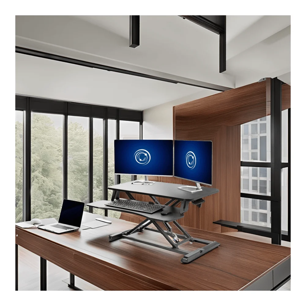 Standing Desk Converter 32 Inch, Height Adjustable Sit To Stand Desk Riser Computer Workstation For Home Or Office With Keyboar