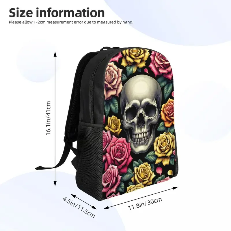 Gepersonaliseerde Skull Rose Rugzakken Mannen Vrouwen Basis Boekentas Voor School College Tassen