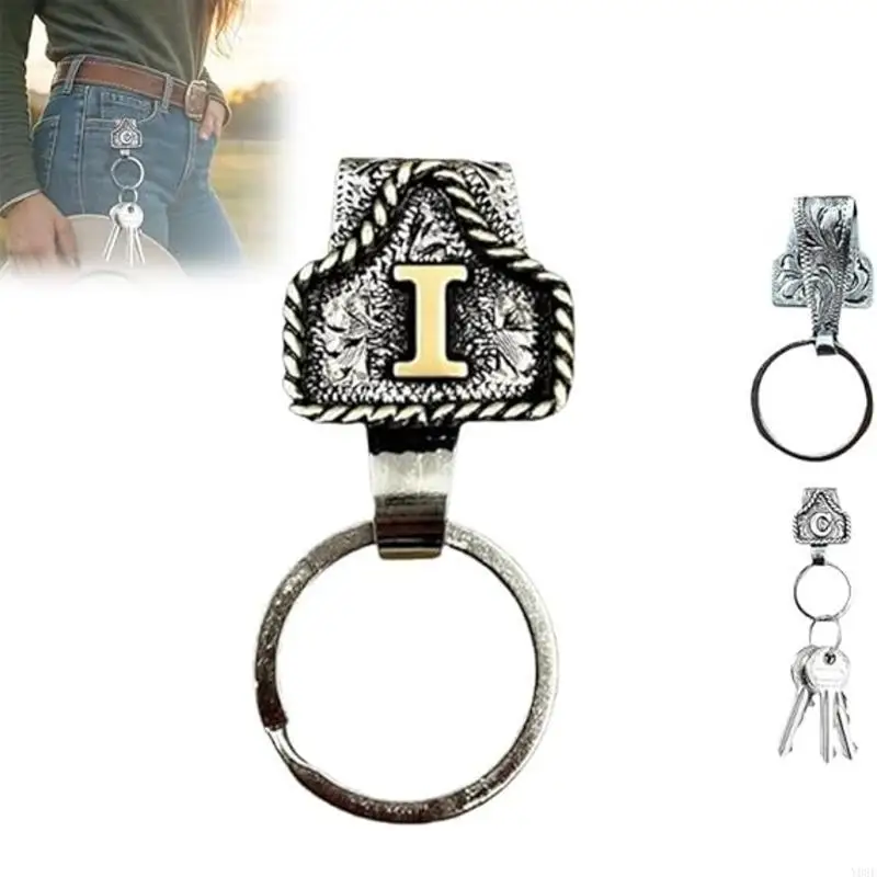 Western Cowboy Letter Keychain, Vintage Handmade Letter A-Zi Initial Keychain Clip, Personality Metal Chain for Belt Y08E