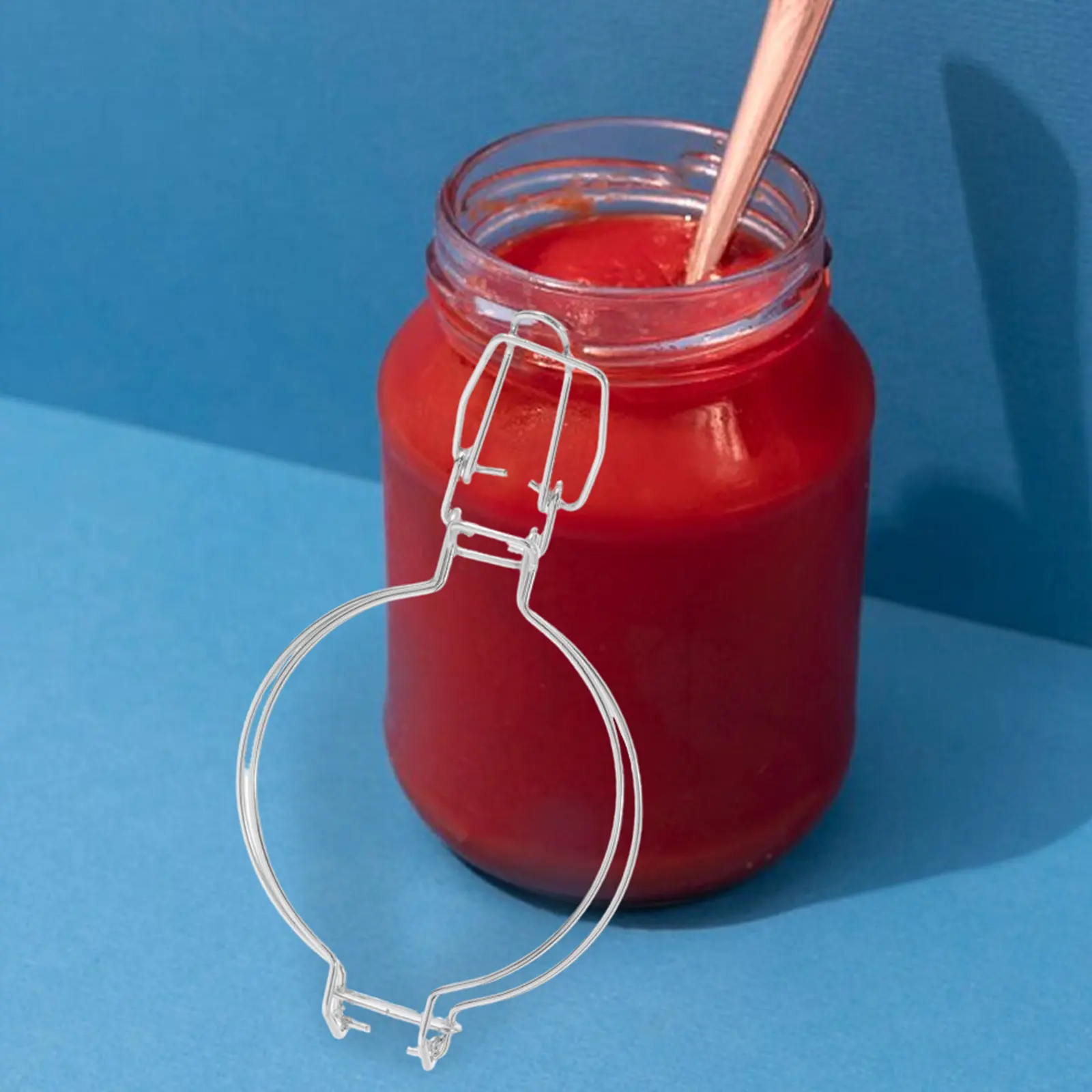 2Pcs Kitchen Sealing Glass Jar Buckle 93Mm Stainless Steel Tension Clasp for Spice Grain Containers Canning Jar Clips