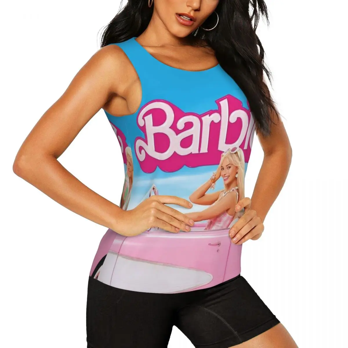 Custom Women's New Barbie Peripheral Movie Workout Yoga Shirts Sleeveless Athletic Running Tank Tops