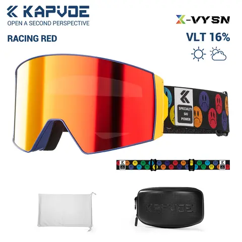 KAPVOE Winter Ski Snowboard Mask Goggle UV400 Protection Snow Women Glasses Magnetic Attraction Anti-Fog Skiing Goggles Adult