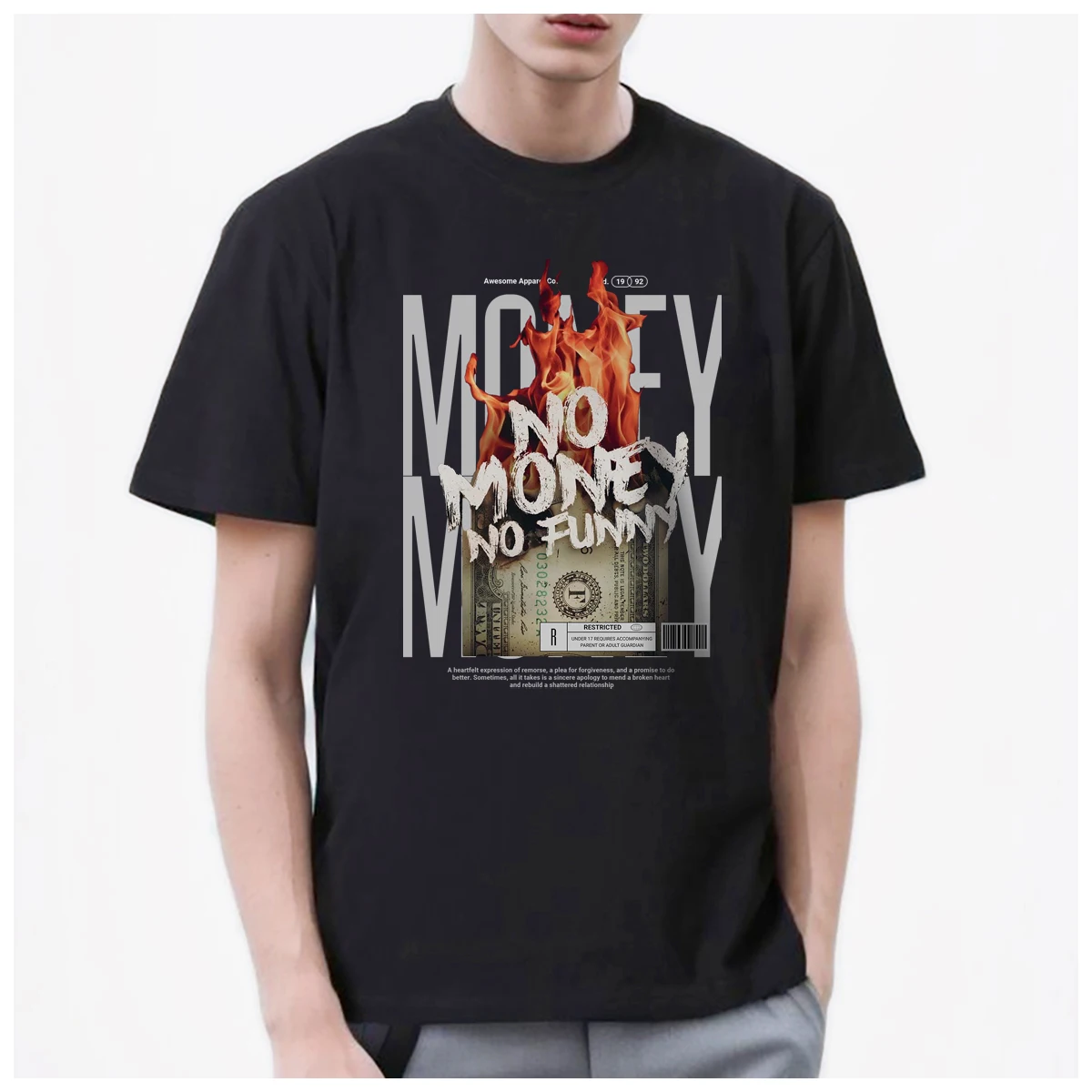 Bundle of Banknotes Vintage rich money streetwear  men's t shirt Women Fashion 100% Cotton summer casual Breathable Couple Tops