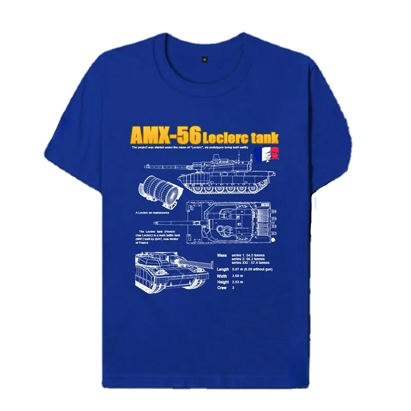 French Army Amx56 Leclere Main Battle Tank Printed T-Shirt Men's Summer Cotton Short Sleeve O-Neck T Shirt New S-3XL