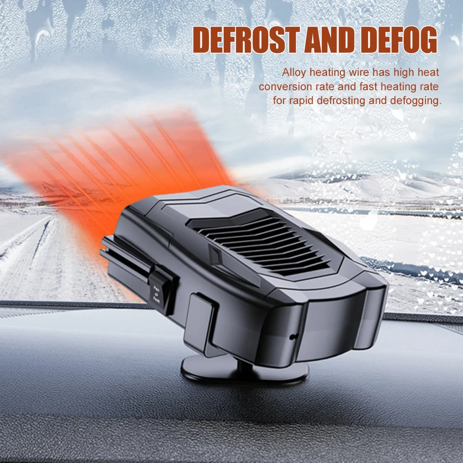 12V Electric Cooling Heating Fan Demister Defroster 150W Space Heater Portable Car Heating Fan 360 Degree Rotation Auto Interior