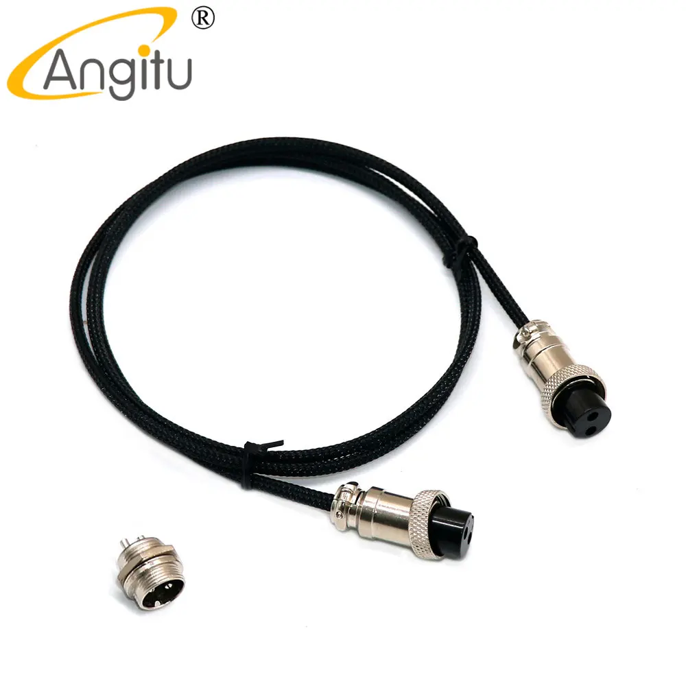 Angitu Audiophile DIY Silver Plated 1M GX16 2Pin Female to GX16 2Pin+Free Male Core Power Supply Cable