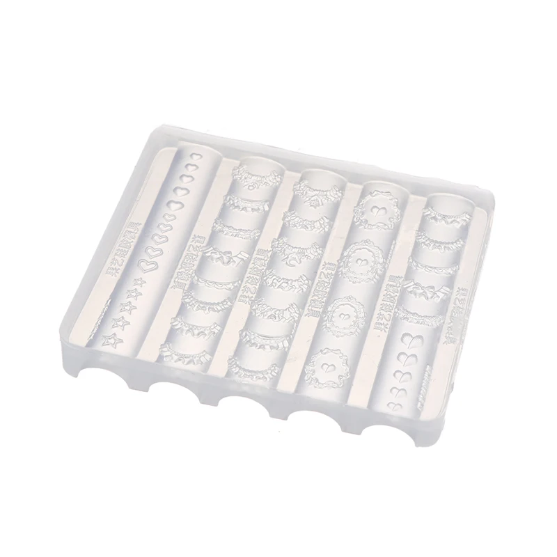 الفرنسية تنورة ستار القلب نمط الإستنسل قوالب ثلاثية الأبعاد الدانتيل تقليم مسمار الفن قالب من السيليكون لتقوم بها بنفسك أدوات نحت مانيكير اكسسوارات