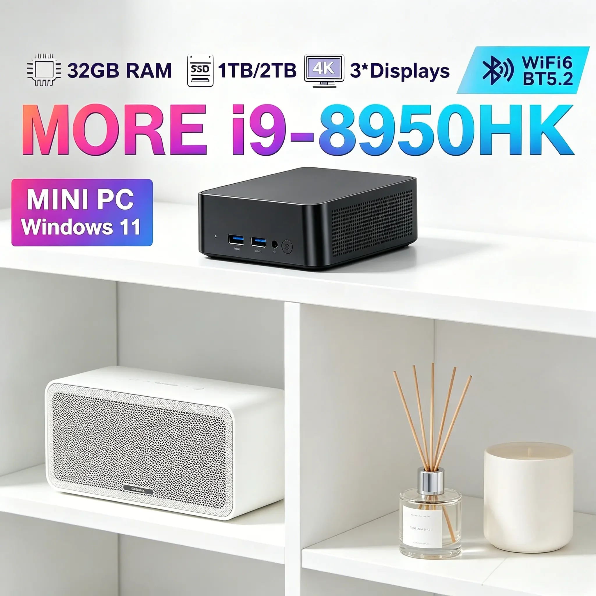 

Laptop Powerful I9-8950HK Mini PC Fast Running Gaming Host Multifunctional Home Business Entertainment Mini Desktop Computer