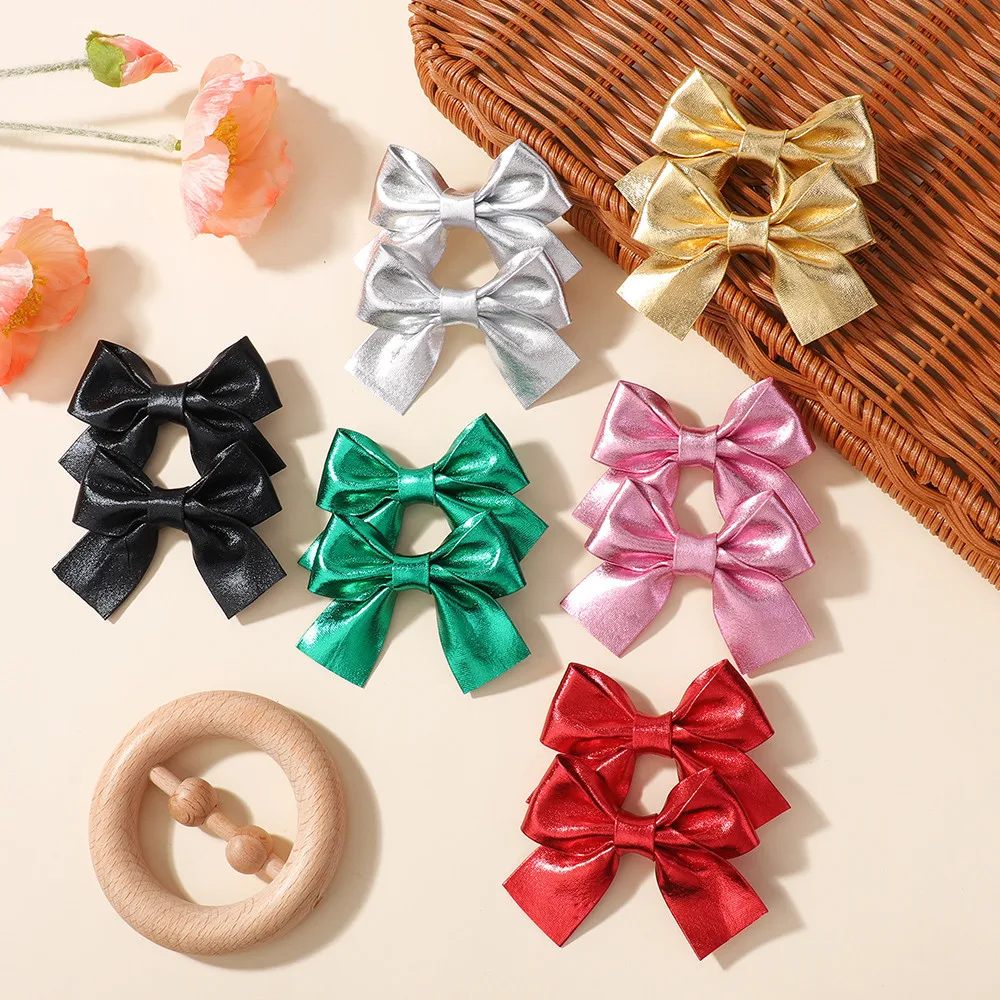 20 teile/satz Zufällige Farbe kinder Kopfschmuck Neue Heiße Gold Weichen Tuch Bogen Haarnadel Candy Farbe Einfarbig Haar Zubehör