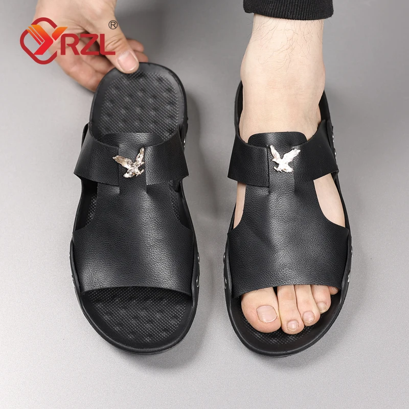 YRZL Men's Shoes Summer Slippers Mens Indoor Slides Casual Sandals Man Lightweight Breathable Beach Slippers for Men Sandals