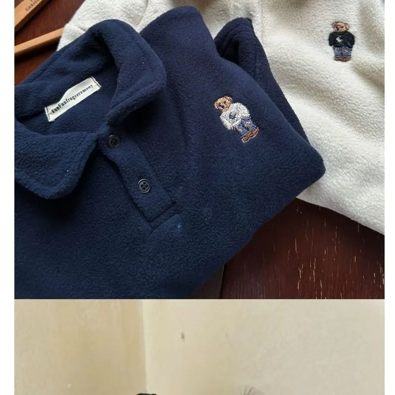 Kinder Jungen Fleece Poloshirts RAISE Herbst Winter Säuglinge Babys Jungen Unterhemd Locker Plus Samt Warm Kinder Jungen Pullover – Detail 9