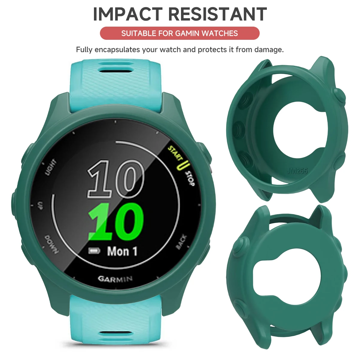 حافظة واقية من السيليكون الناعم لغطاء ممتص الصدمات بإطار Garmin Forerunner 255 265