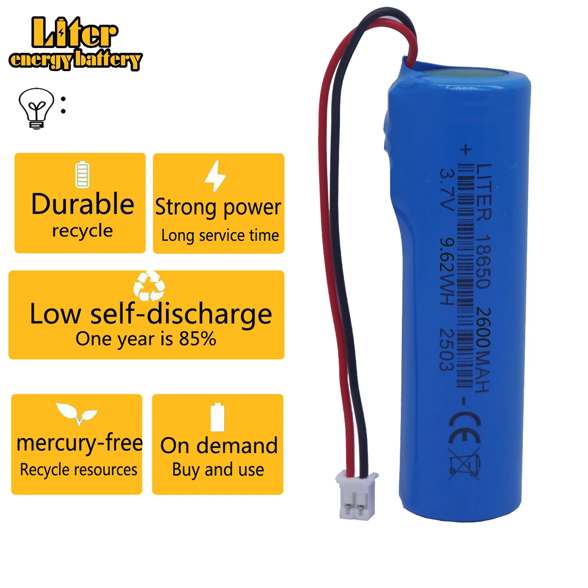 18650 PCB بطارية ليثيوم 3.7 فولت 1S1P 2600 مللي أمبير مع PH2.0 رابط التوصيل للإضاءة الأنظف لعبة كهربائية سمّاعات بلوتوث #4