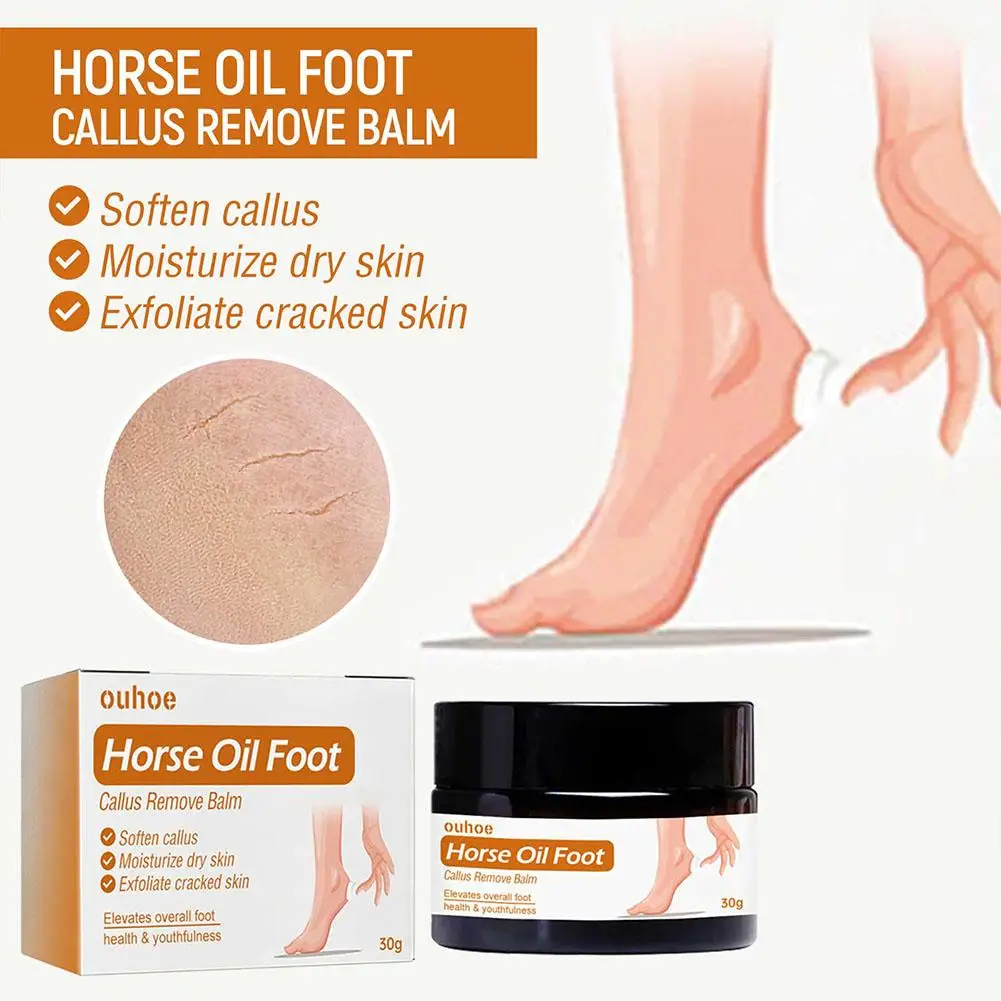 Crema para pies de aceite de caballo, crema para talón, mascarilla para pies, ampollas, picazón, reparación de Peeling antiagrietado para el cuidado de los pies, 30G, R0D9