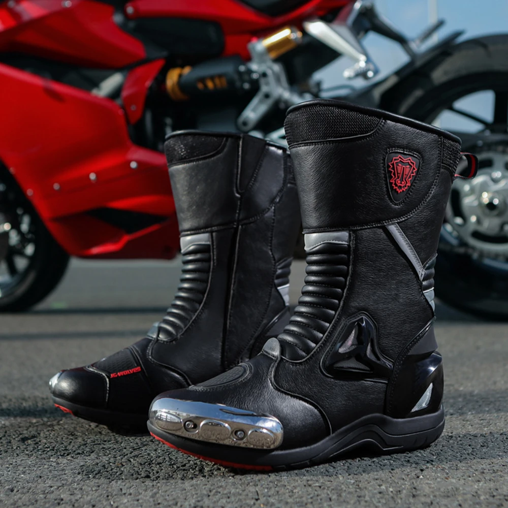 Men's Motorcycle Shoes For 4 Season Knight Shoes Botas Motorcycle Boots Men Women Riding Mid-Calf Ankle Protective Shoes