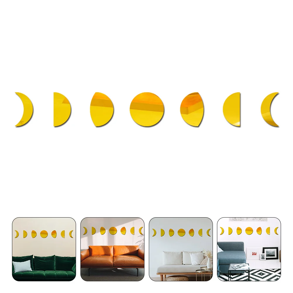 

Wall Stickers Decor for Bedroom Moon Mirror Decoration Aesthetic Living Adhesive Bohemia