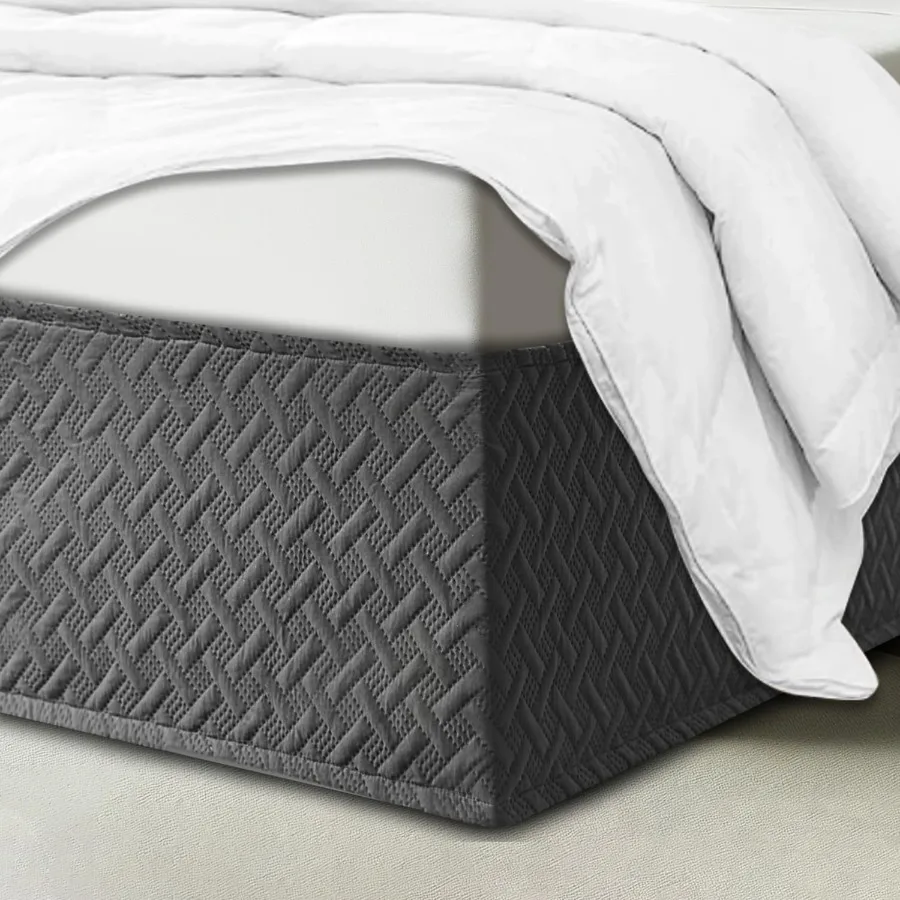 

King Size Box Spring Cover with 16Inch Drop for Easy Fit WrapAround Design Sleek Bed Skirt Alternative and Mattress Protector E