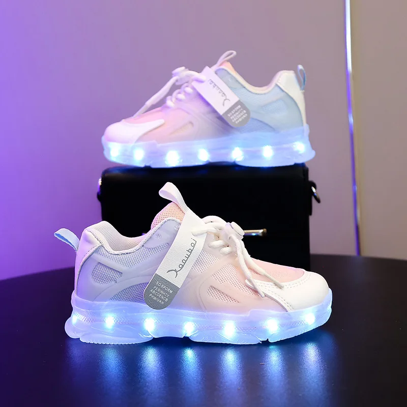 LED Light Kids Shoes Boys and Girls Light Sports Shoes Mesh Breathable 2-12 years old Children Sneakers zapatillas niño