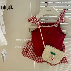 Childrens Sets 2024 Clothing Girls New Summer Korean Fashion Vest Versatile Shorts Sweet Baby Two Pieces Tide Sweet