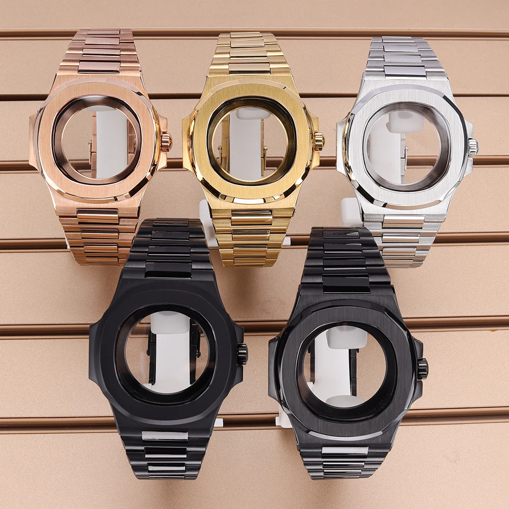 

Square 40mm Men's NH35 Watch Case Steel Bracelet Parts For Nautilus NH34 NH35 NH36 NH38 29.8mmDial Top Sapphire Glass Waterproof