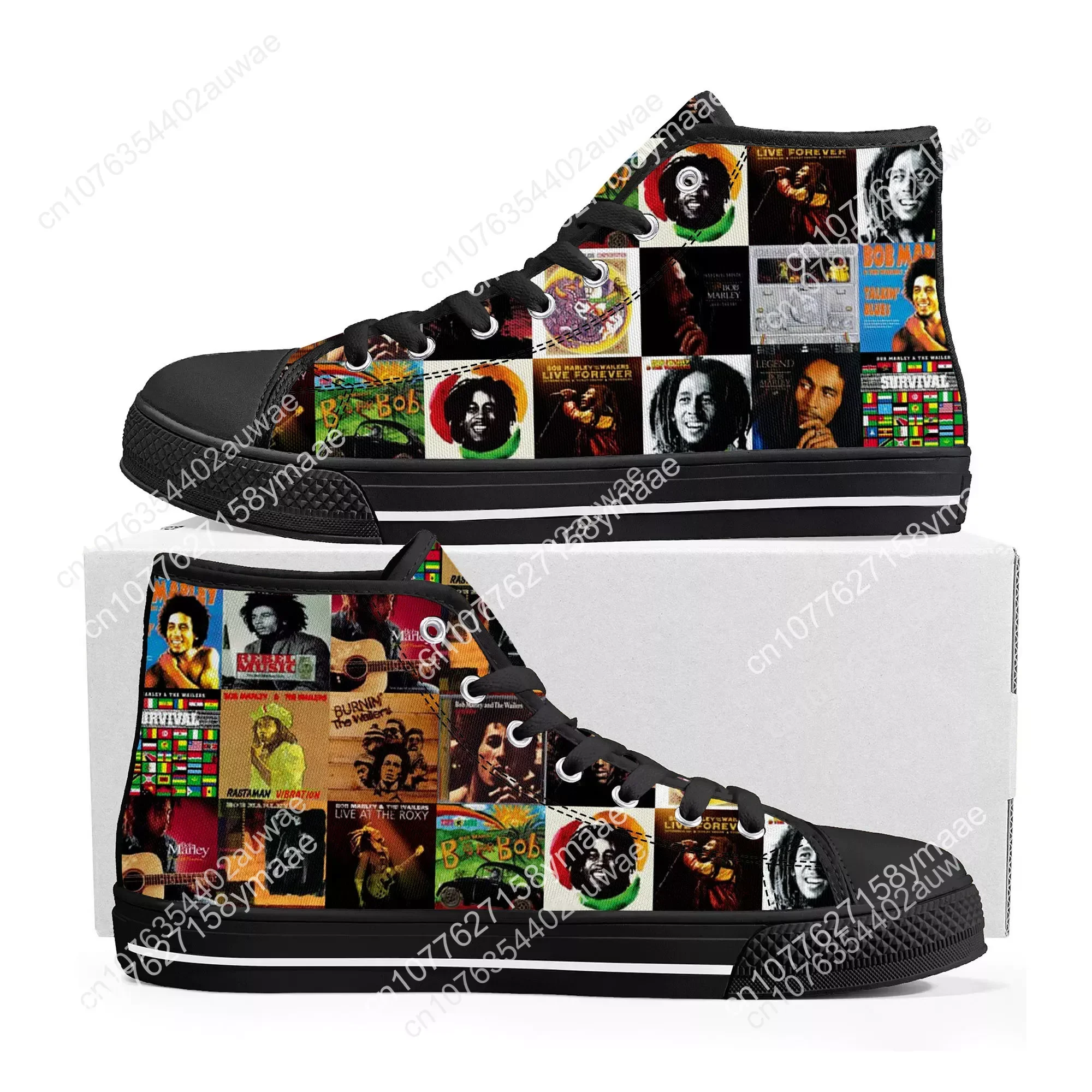 Legend Bob Marley Reggae Rasta High Top High Quality Sneakers Men Women Teenager Canvas Sneaker Casual Couple Shoes Custom Shoes