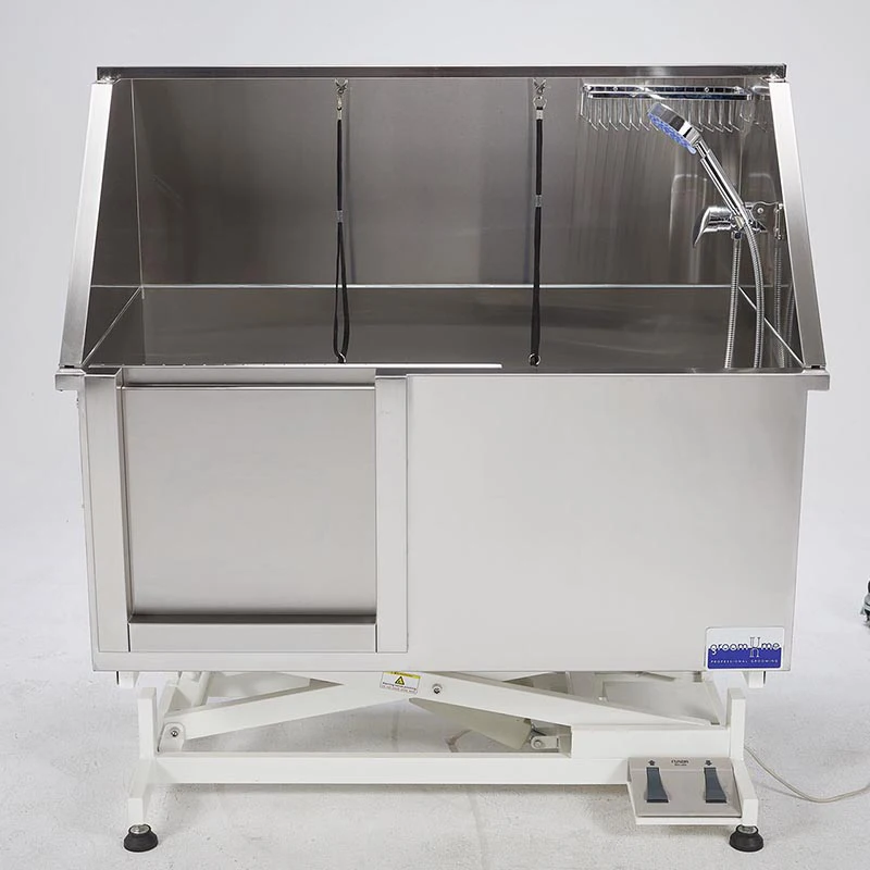 

50 Inch Electric Pet Dog Grooming Tub With High Pressure Sprayer Stainless Steel Electric Lift Height Dog Wash Bath Tub