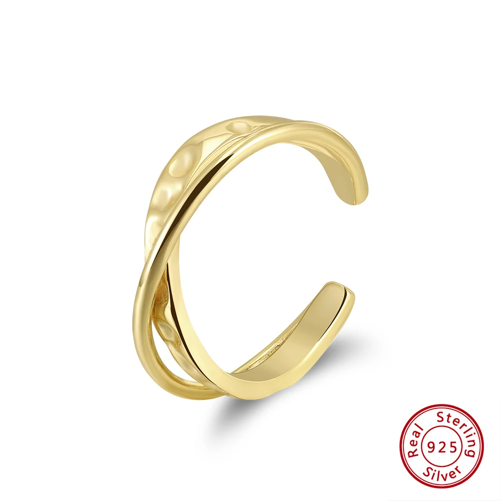 

KISS MANDY стерлингового серебра 925 пробы геометрическое кольцо с крестом X для женщин ювелирные изделия на палец регулируемое открытое кольцо подарок на день рождения GAR08