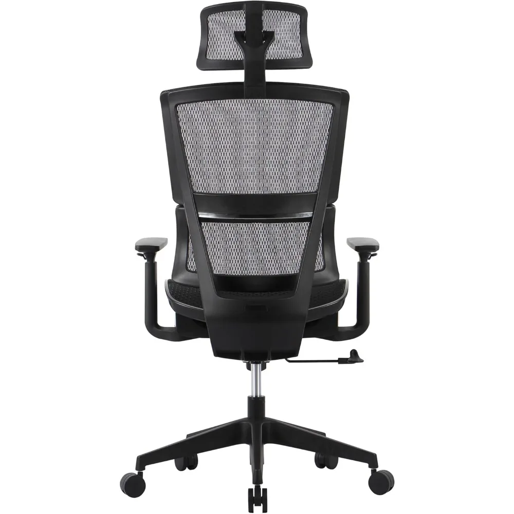كرسي مكتب تنفيذي عالي الظهر، أسود - متوافق مع BIFMA، دعم قطني مريح لراحة طوال اليوم