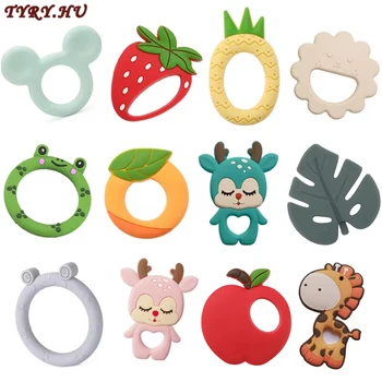 TYRY.HU 1Pc 아기 실리콘 Teether BPA 무료 만화 개구리 사슴 젖니가 남 목걸이 펜던트 간호 치아 선물 아기 실리콘 Teether